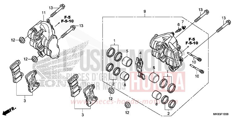 VORDERRAD-BREMSSATTEL (CBR1000RR/RA) von CBR1000RR „Fireblade“ ROSS WHITE (NH196) von 2015